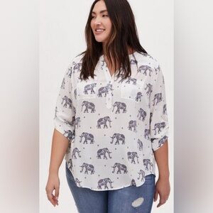 Torrid Elephant Print White Blouse